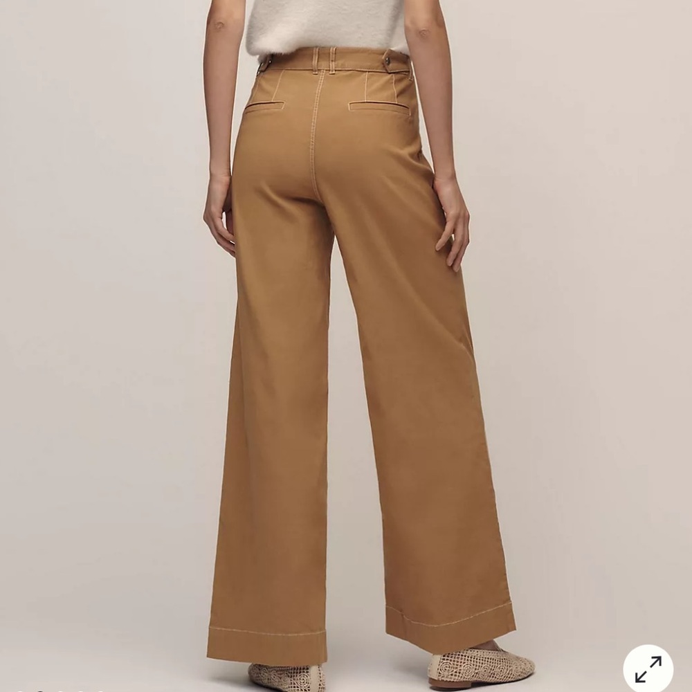Maeve Camel Wide-Leg Flare Pants - Picture 2 of 4